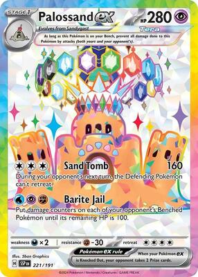 Palossand ex - 221/191 card from SV08: Surging Sparks