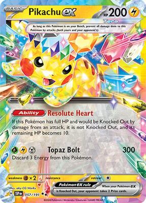 Pikachu ex - 057/191 card from SV08: Surging Sparks