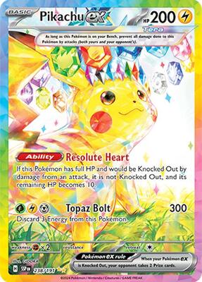 Pikachu ex - 238/191 card from SV08: Surging Sparks