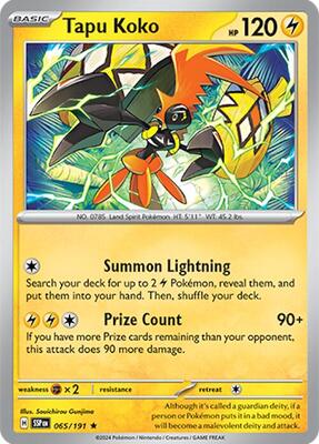 Tapu Koko card from SV08: Surging Sparks