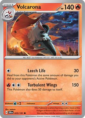 Volcarona card from SV08: Surging Sparks
