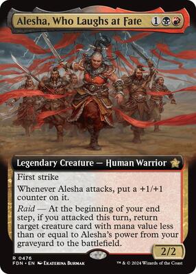 Alesha, Who Laughs at Fate (Extended Art) card from Foundations