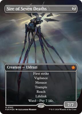 Sire of Seven Deaths (Borderless) (Mana Foil) card from Foundations
