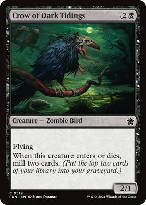 Crow of Dark Tidings card from Foundations