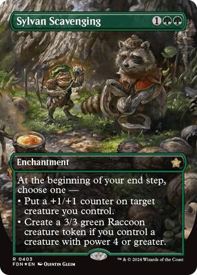 Sylvan Scavenging (Borderless) (Mana Foil) card from Foundations