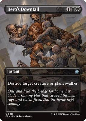 Hero's Downfall (Borderless) card from Foundations