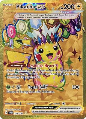 Pikachu ex - 247/191 card from SV08: Surging Sparks