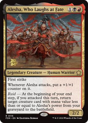 Alesha, Who Laughs at Fate card from Prerelease Cards