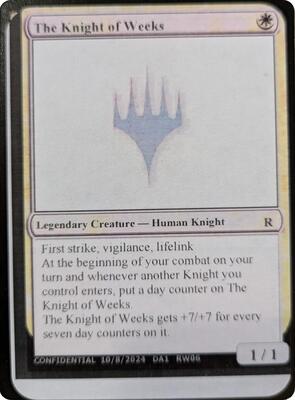 The Knight of Weeks card from Un-Known Event Playtest Cards