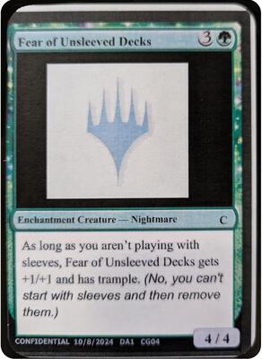 Fear of Unsleeved Decks card from Un-Known Event Playtest Cards