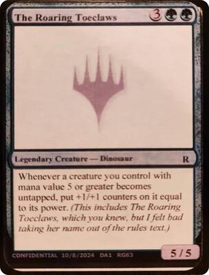 The Roaring Toeclaws card from Un-Known Event Playtest Cards