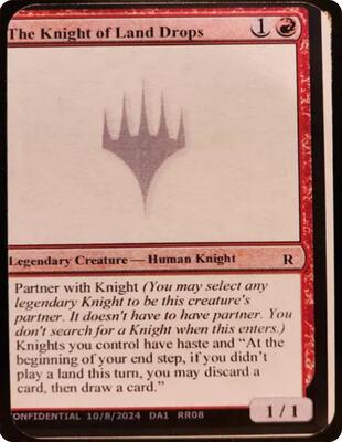 The Knight of Land Drops card from Un-Known Event Playtest Cards