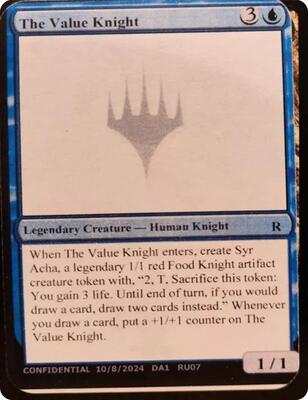 The Value Knight card from Un-Known Event Playtest Cards