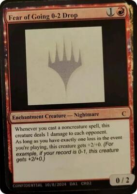 Fear of Going 0-2 Drop card from Un-Known Event Playtest Cards
