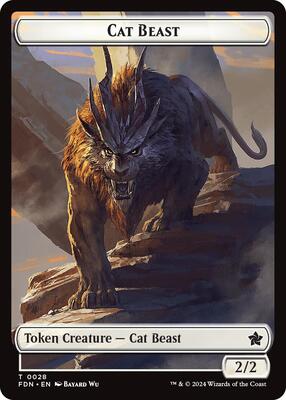 Cat Beast // Dragon (0017) Double-Sided Token card from Foundations