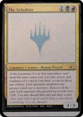 The Actualizer card from Un-Known Event Playtest Cards