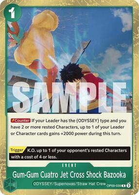 Gum-Gum Cuatro Jet Cross Shock Bazooka card from Emperors in the New World