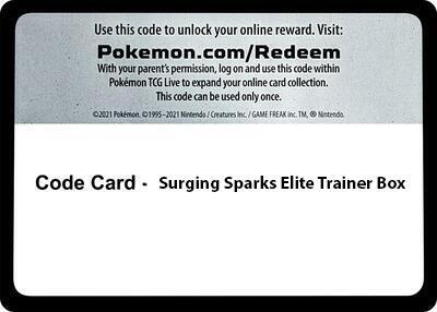 Code Card - Surging Spark Elite Trainer Box card from SV08: Surging Sparks