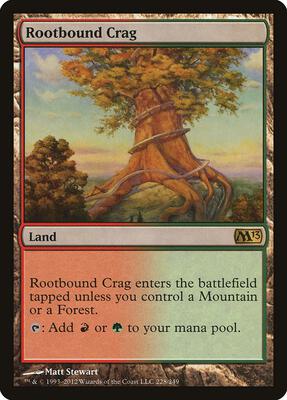 Rootbound Crag card from Magic 2013 (M13)