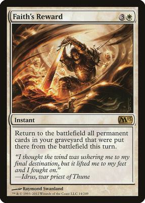 Faith's Reward card from Magic 2013 (M13)