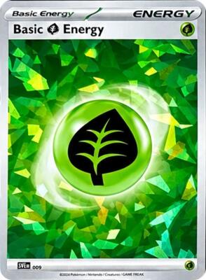 Basic Grass Energy (Cracked Ice Holo) card from SVE: Scarlet & Violet Energies