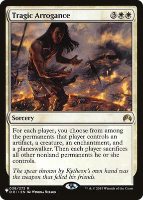 Tragic Arrogance card from The List Reprints
