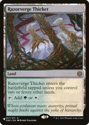 Razorverge Thicket card from The List Reprints