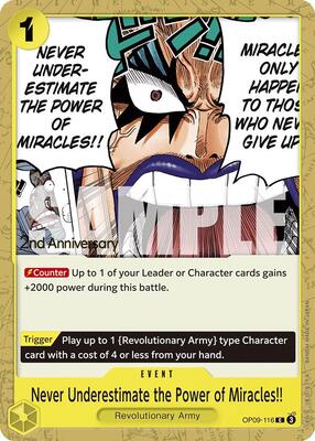 Never Underestimate the Power of Miracles!! card from Emperors in the New World: 2nd Anniversary Tournament Cards