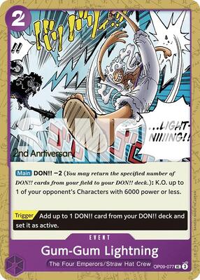 Gum-Gum Lightning card from Emperors in the New World: 2nd Anniversary Tournament Cards