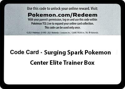 Code Card - Surging Sparks Pokemon Center Elite Trainer Box card from SV08: Surging Sparks