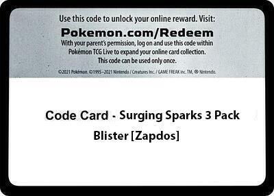 Code Card - Surging Sparks 3 Pack Blister [Zapdos] card from SV08: Surging Sparks