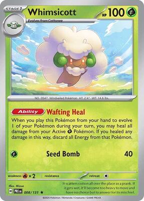 Whimsicott card from SV: Prismatic Evolutions