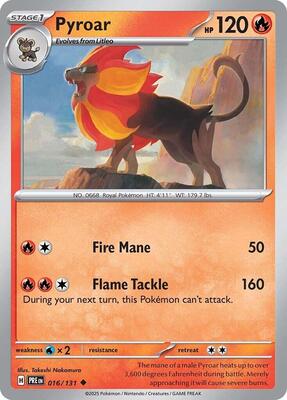 Pyroar card from SV: Prismatic Evolutions