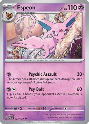 Espeon card from SV: Prismatic Evolutions
