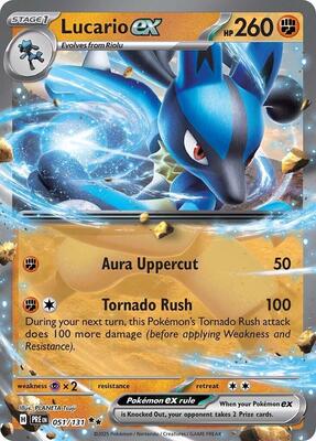 Lucario ex card from SV: Prismatic Evolutions