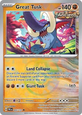 Great Tusk (Master Ball Pattern) card from SV: Prismatic Evolutions