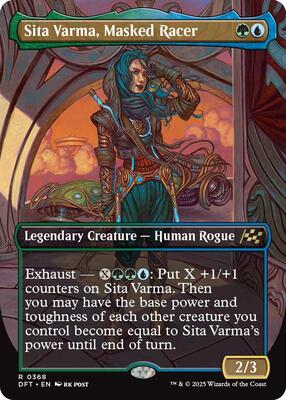 Sita Varma, Masked Racer (Borderless) card from Aetherdrift