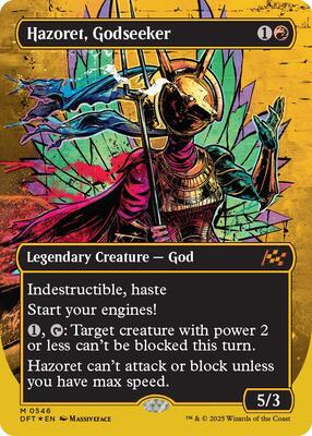 Hazoret, Godseeker (Borderless) (First-Place Foil) card from Aetherdrift