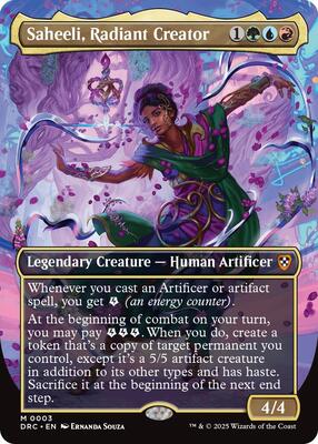 Saheeli, Radiant Creator (Borderless) card from Commander: Aetherdrift