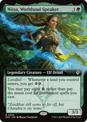 Nissa, Worldsoul Speaker (Extended Art) card from Commander: Aetherdrift