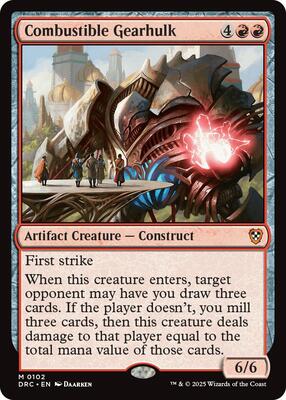 Combustible Gearhulk card from Commander: Aetherdrift