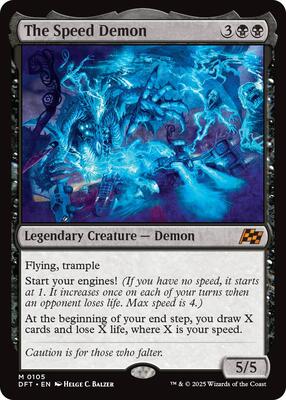 The Speed Demon card from Aetherdrift