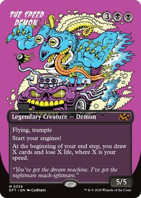 The Speed Demon (Borderless) card from Aetherdrift