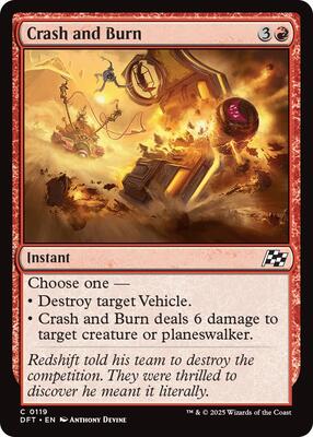 Crash and Burn card from Aetherdrift