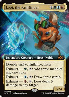 Loot, the Pathfinder (Extended Art) card from Aetherdrift