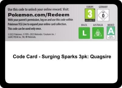 Code Card - Surging Sparks 3 Pack Blister [Quagsire] card from Miscellaneous Cards & Products