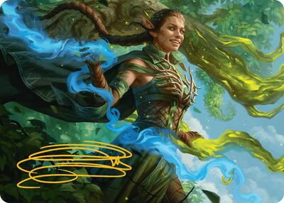 Nissa, Worldsoul Speaker Art Card (Gold-Stamped Signature) card from Art Series: Aetherdrift