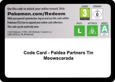 Code Card - Paldea Partners Tin (Meowscarada) card from Miscellaneous Cards & Products