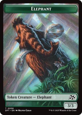 Elephant // Zombie (0003) Double-Sided Token card from Aetherdrift