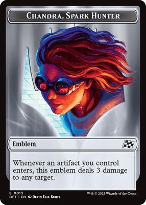 Emblem - Chandra, Spark Hunter // Vehicle Double-Sided Token card from Aetherdrift